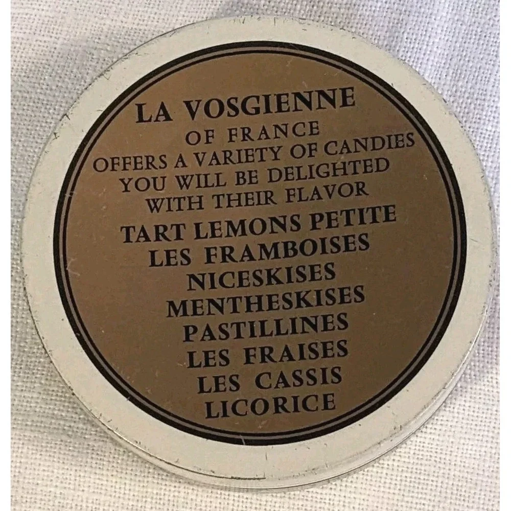 French Tart Advertising Tin Lemons La Vosgienne Petite Drops France Trinket Vtg